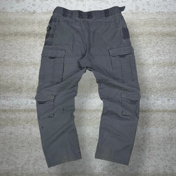 Vintage Free Soldier Tactical Pants Double Knees Dark Grey Cotton Baggy 90s - Picture 1 of 7